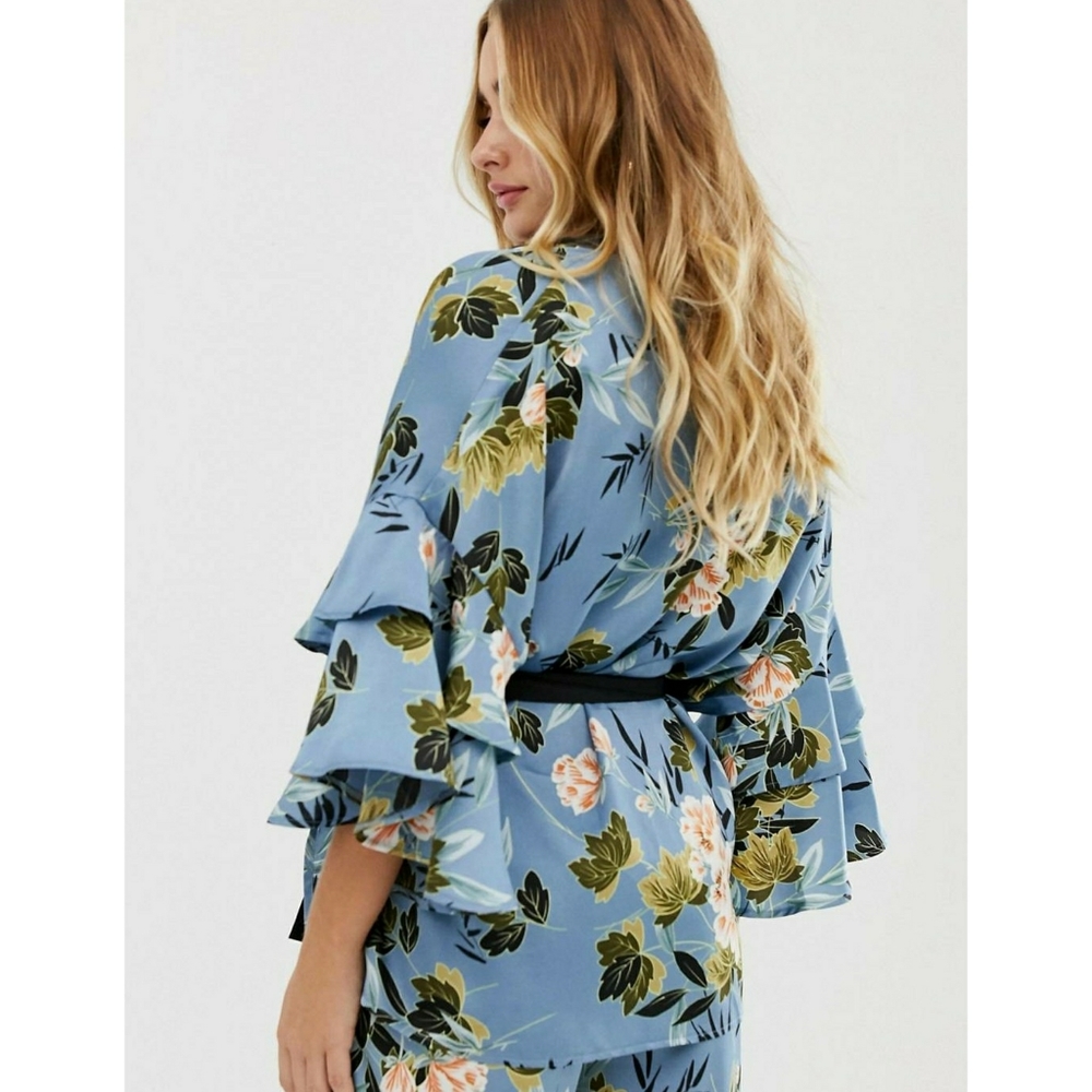 MISSGUIDED // kimono wrap floral ruffle jacket - Picture 10 of 10